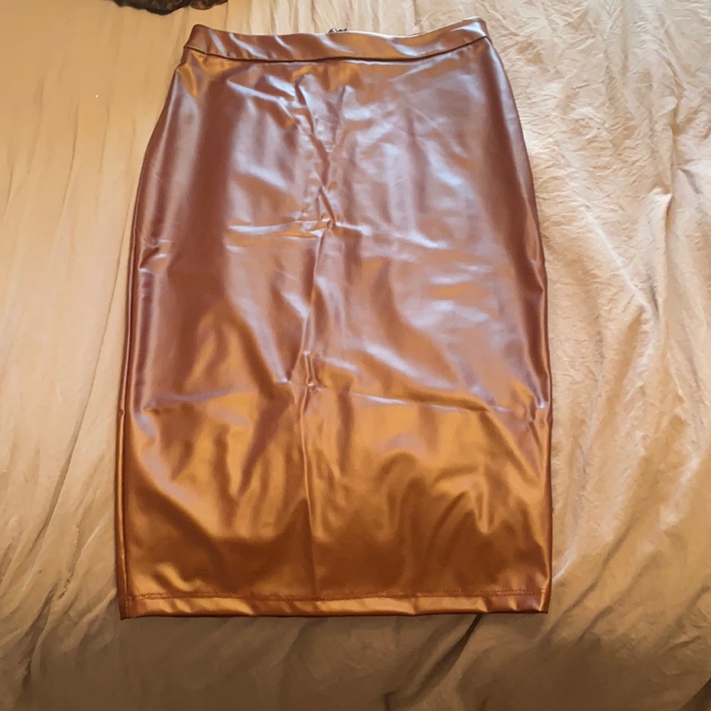 Deep brown leather skirt